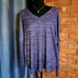 NWT!! GAP Women's Ribbed Soft V-neck Sweater Blue Long Sleeve - Size XXL